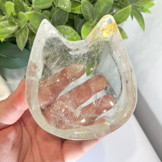 Clear Quartz and Golden Healer Cat Bowl