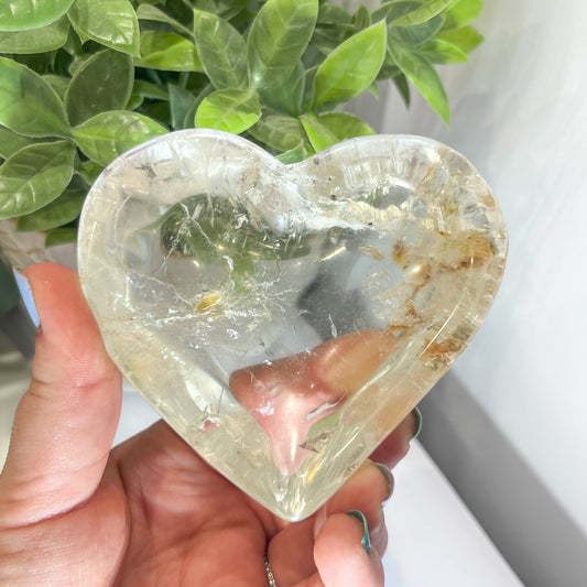 Clear Quartz and Golden Healer Heart Bowl