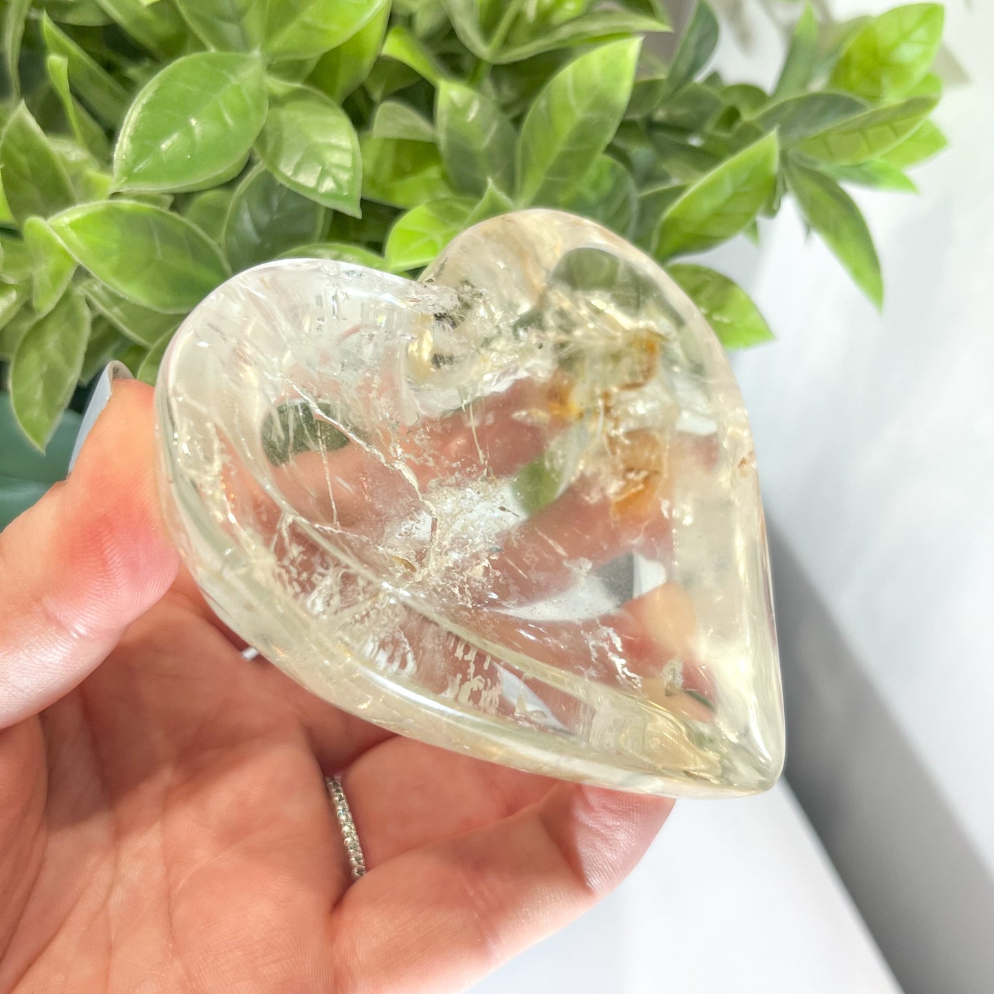 Clear Quartz and Golden Healer Heart Bowl