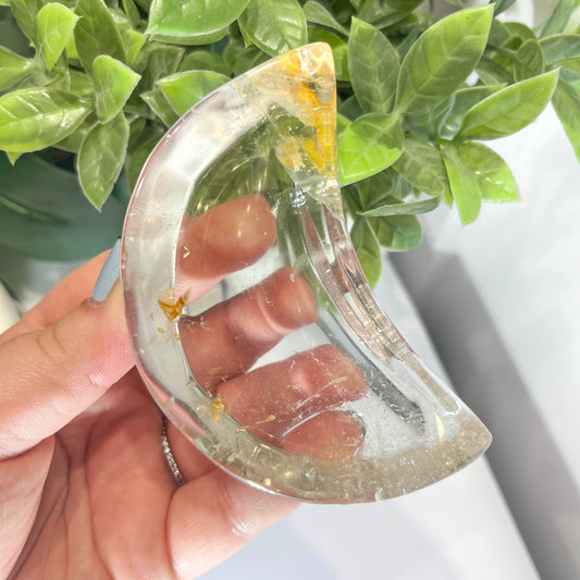 Clear Quartz and Golden Healer Moon Bowl