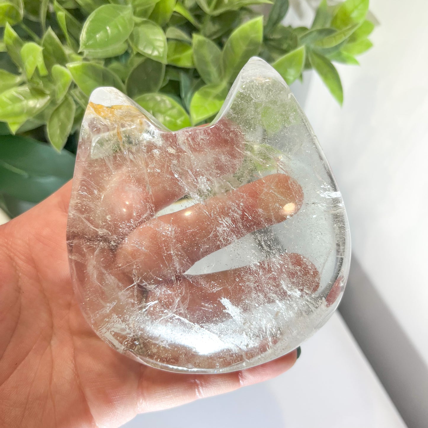 Clear Quartz and Golden Healer Cat Bowl