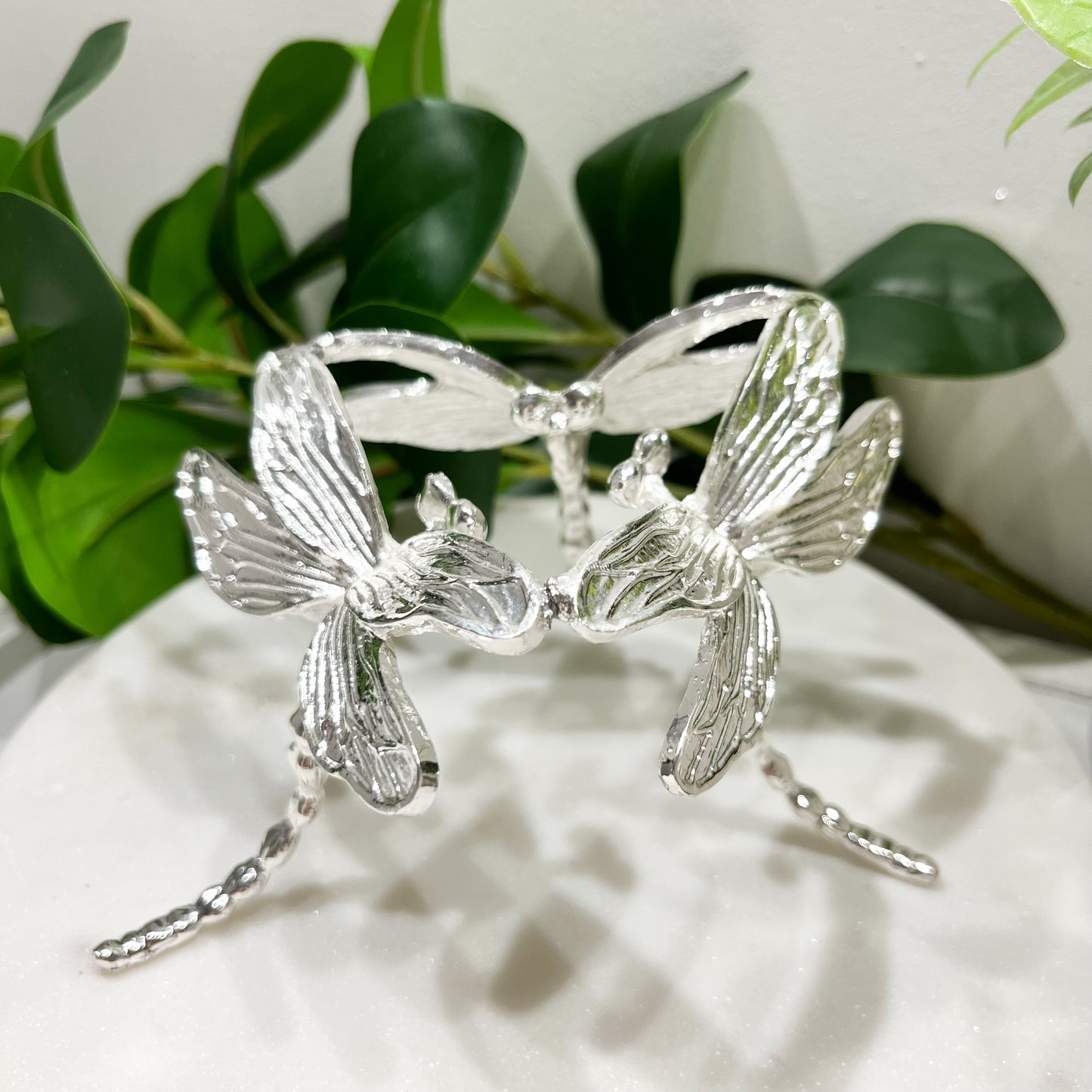 Silver Dragonfly Sphere Stand
