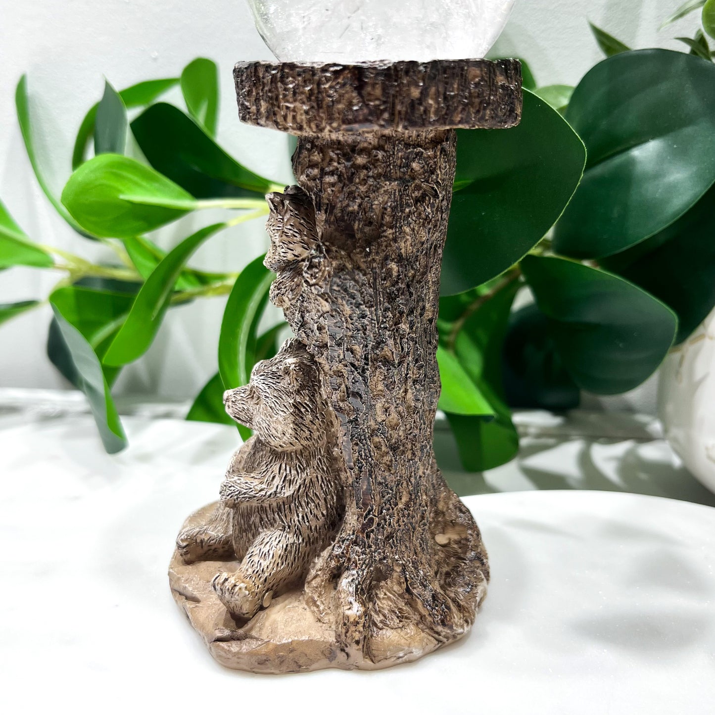Wooden Racoon Sphere Stand