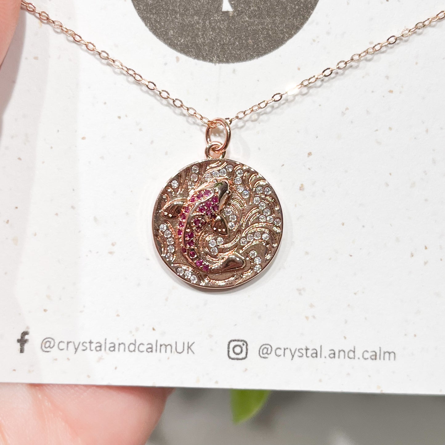 Sterling Silver Rose Gold Plated Koi Fish Necklace