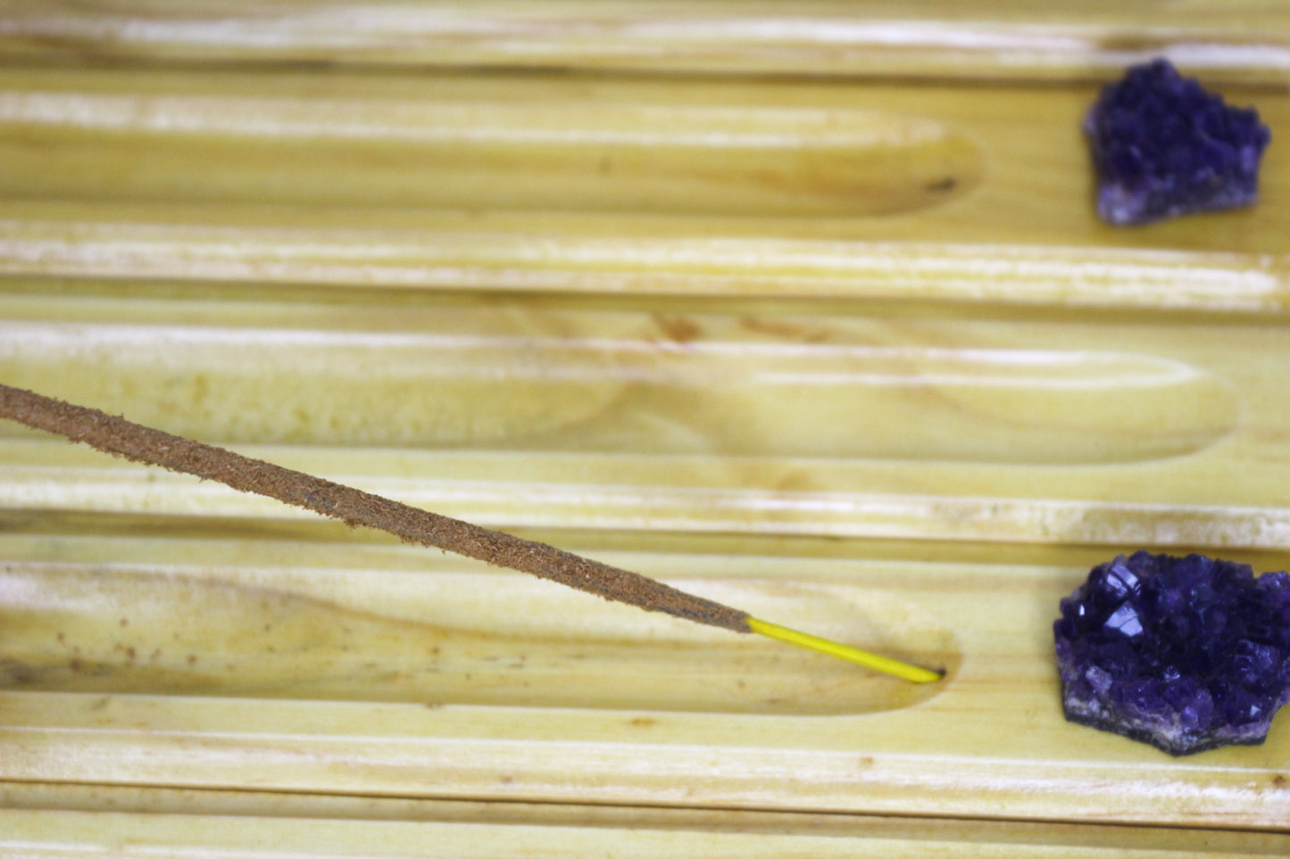 Handmade Wooden Incense Holders with Baby Amethyst Clusters