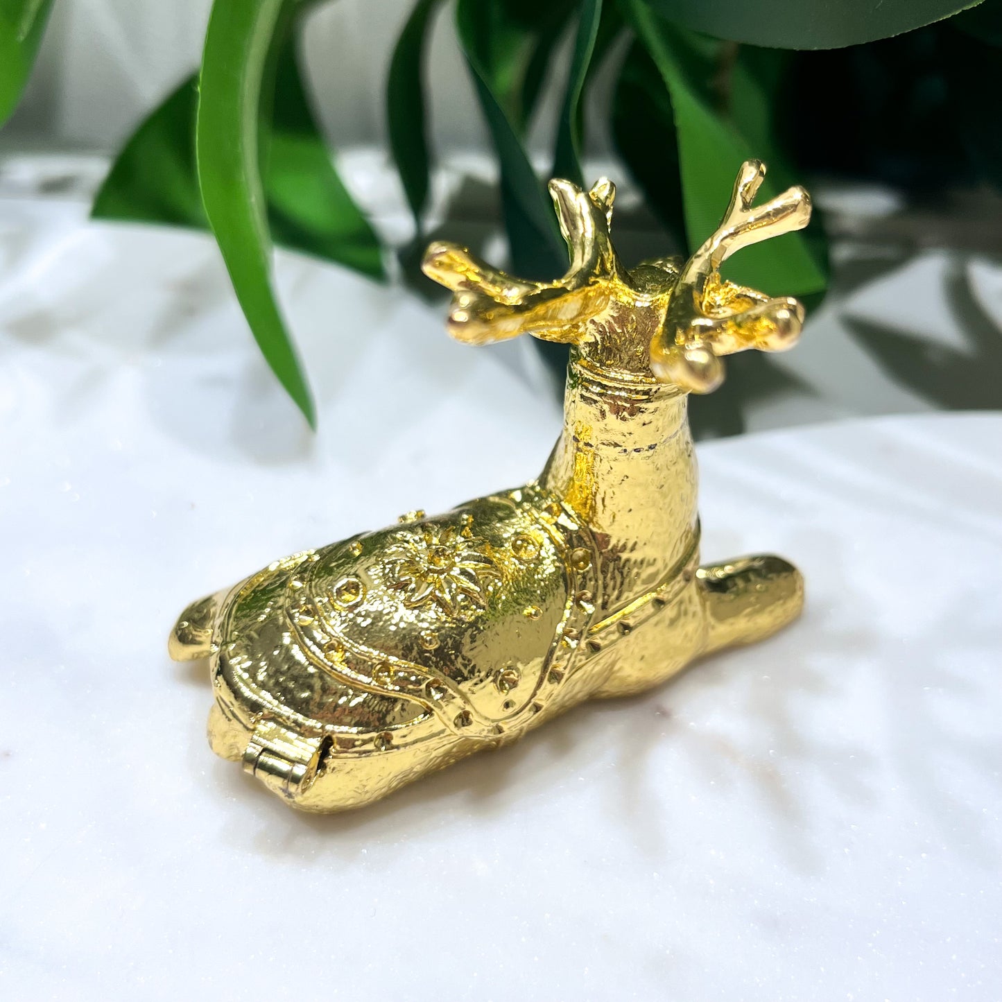 Gold Deer Sphere Stand/Trinket Pot