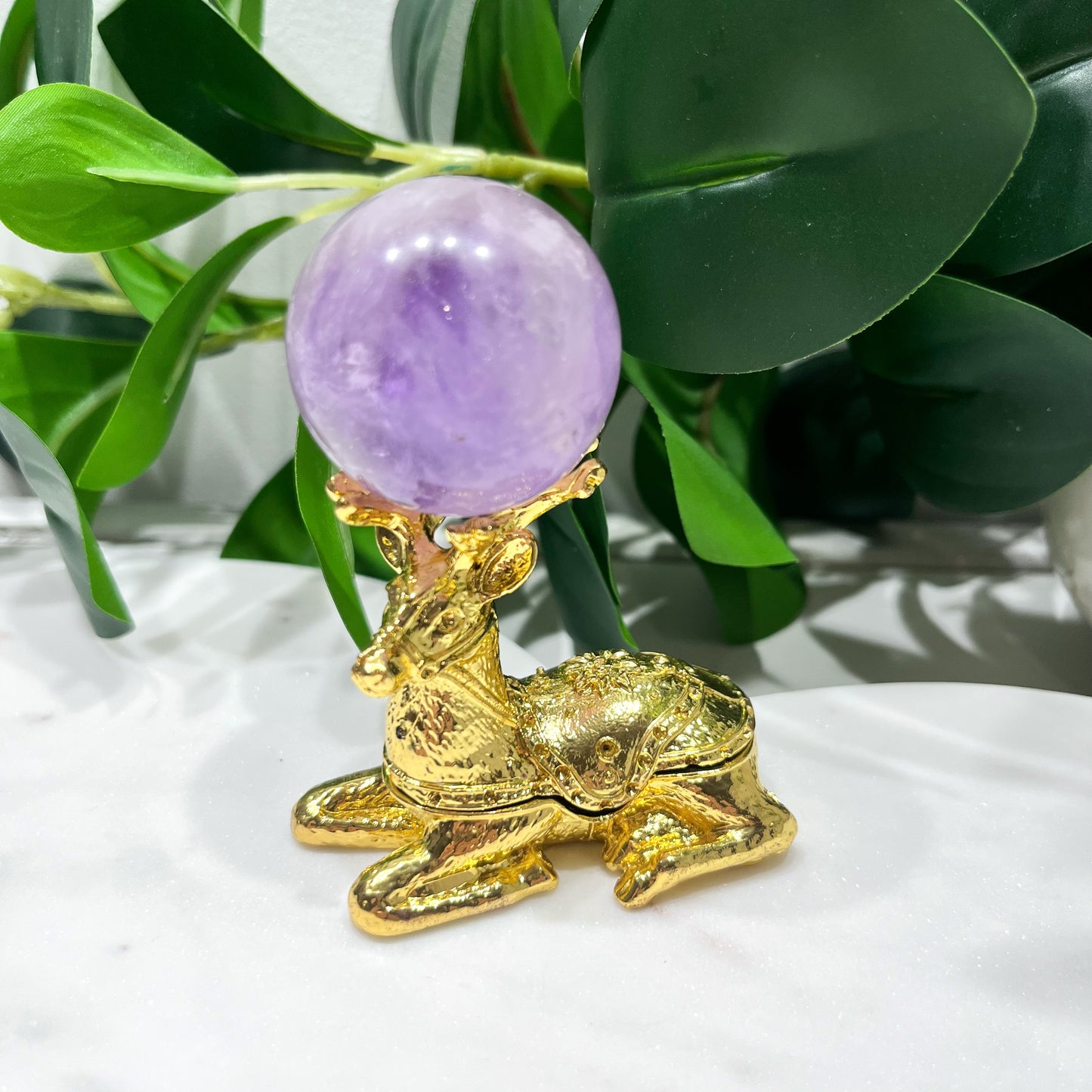 Gold Deer Sphere Stand/Trinket Pot