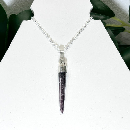 RARE Hematite Quartz Laser Sterling Silver Necklace #2