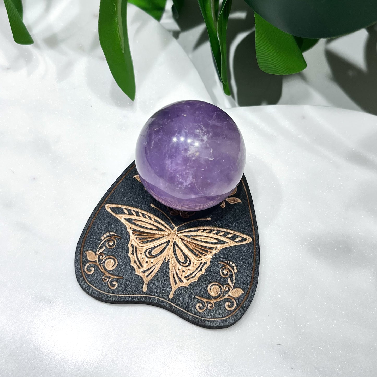 Wooden Butterfly Planchette Sphere Stand