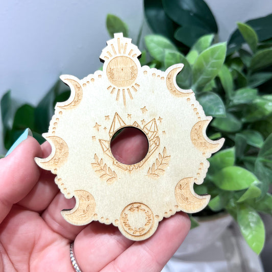 Wooden Moon + Crystal Sphere Stand