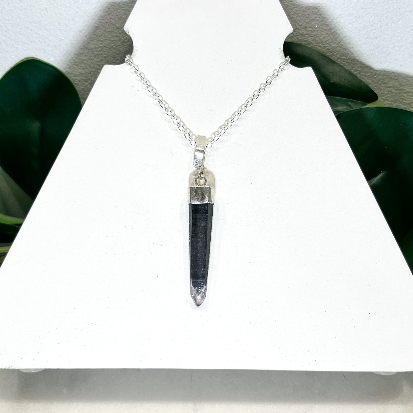 RARE Hematite Quartz Laser Sterling Silver Necklace #4
