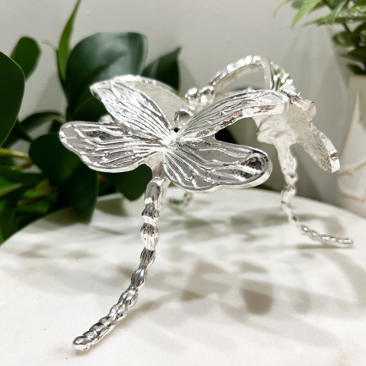 Silver Dragonfly Sphere Stand