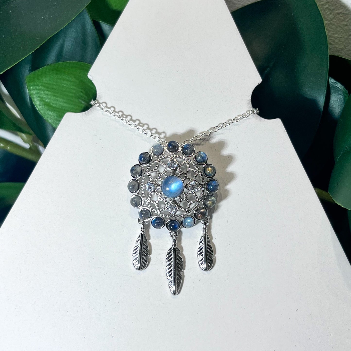 Sterling Silver Labradorite Dreamcatcher Necklace