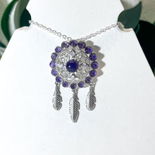 Load image into Gallery viewer, Sterling Silver Amethyst Dreamcatcher Necklace #3
