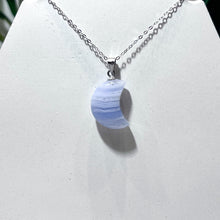 Load image into Gallery viewer, Sterling Silver Blue Lace Agate Moon Necklace #2
