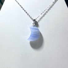 Load image into Gallery viewer, Sterling Silver Blue Lace Agate Moon Necklace #2

