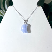 Load image into Gallery viewer, Sterling Silver Blue Lace Agate Moon Necklace #1
