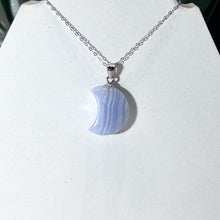 Load image into Gallery viewer, Sterling Silver Blue Lace Agate Moon Necklace #1
