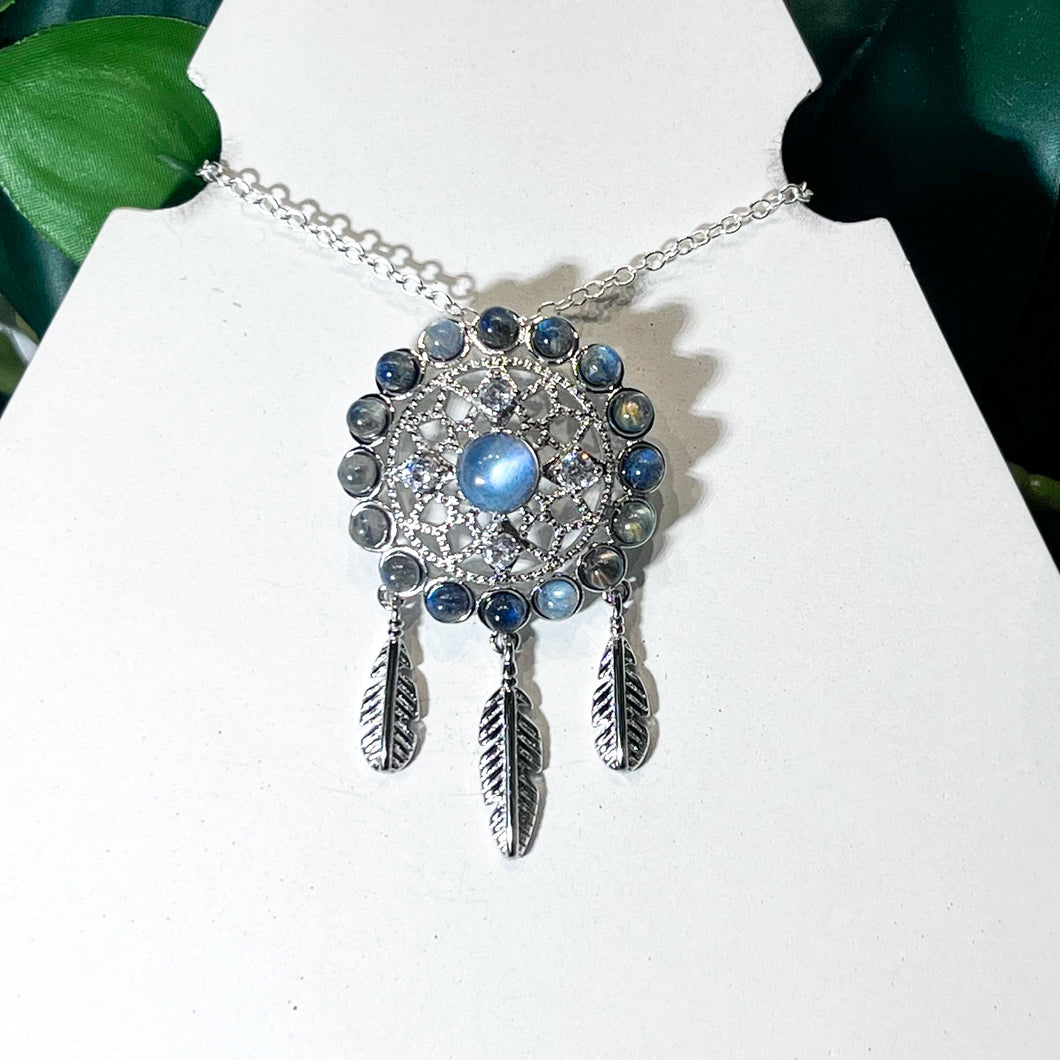 Sterling Silver Labradorite Dreamcatcher Necklace #2