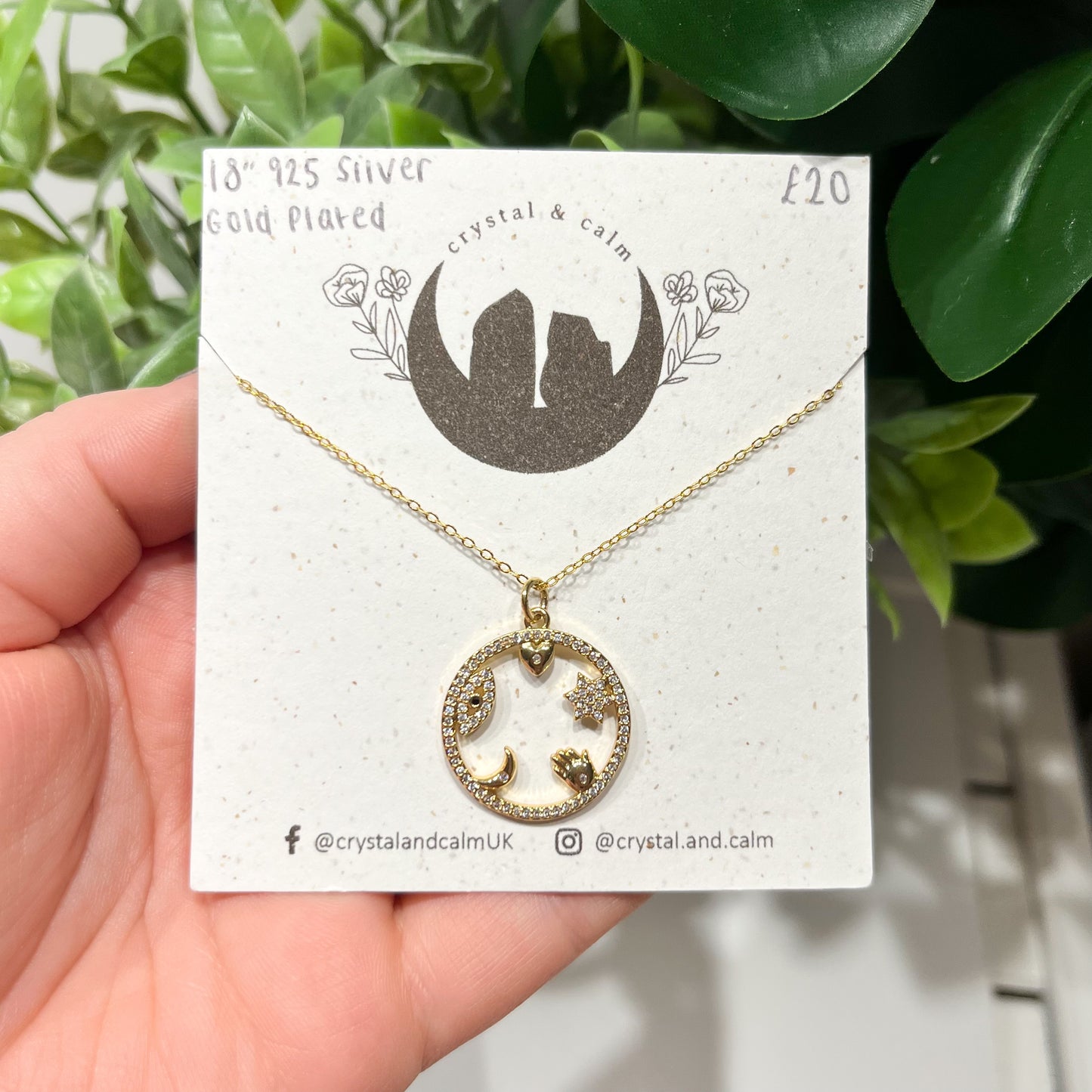 Sterling Silver Gold Plated Necklace with Symbols