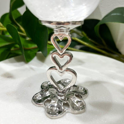 Silver Triple Heart Sphere Stand
