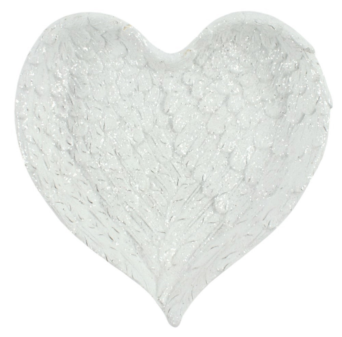 Glitter Heart Shaped Angel Wing Trinket Dish