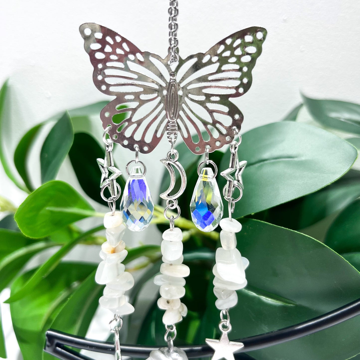 Butterfly Hanging with Moonstone Chips