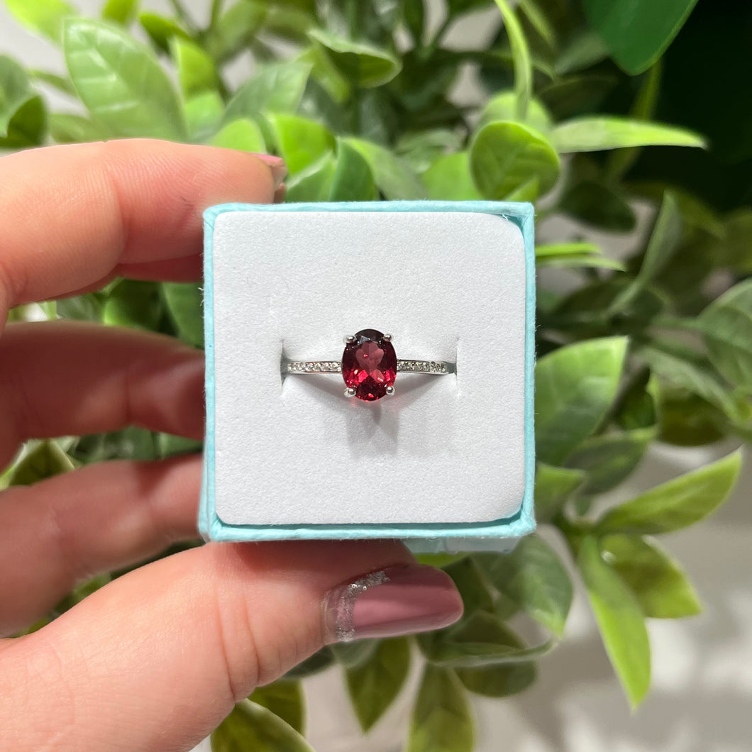 925 Sterling Silver Garnet Ring