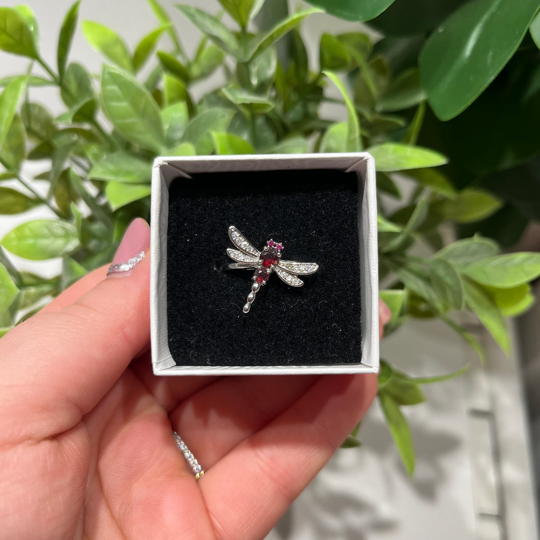 Garnet Dragonfly Ring