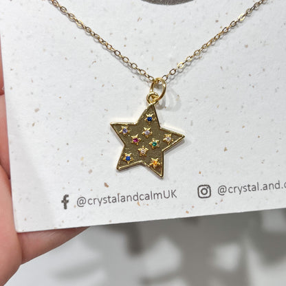 Sterling Silver Gold Plated Star Necklace