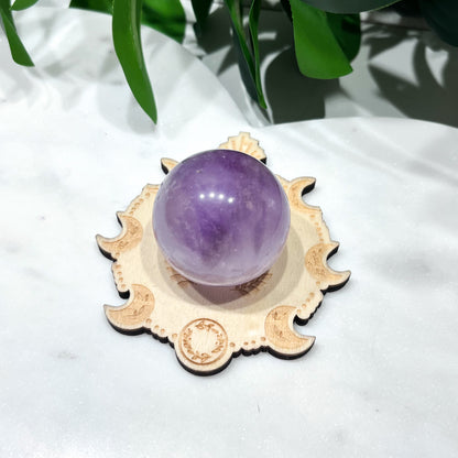 Wooden Moon + Crystal Sphere Stand