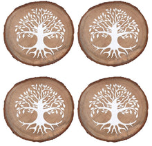 Load image into Gallery viewer, Tree of Life Wood Slice Coaster Set

