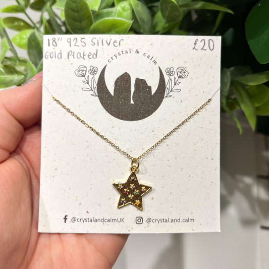 Sterling Silver Gold Plated Star Necklace