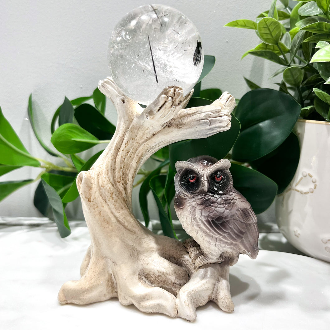 Owl on Tree Sphere Stand