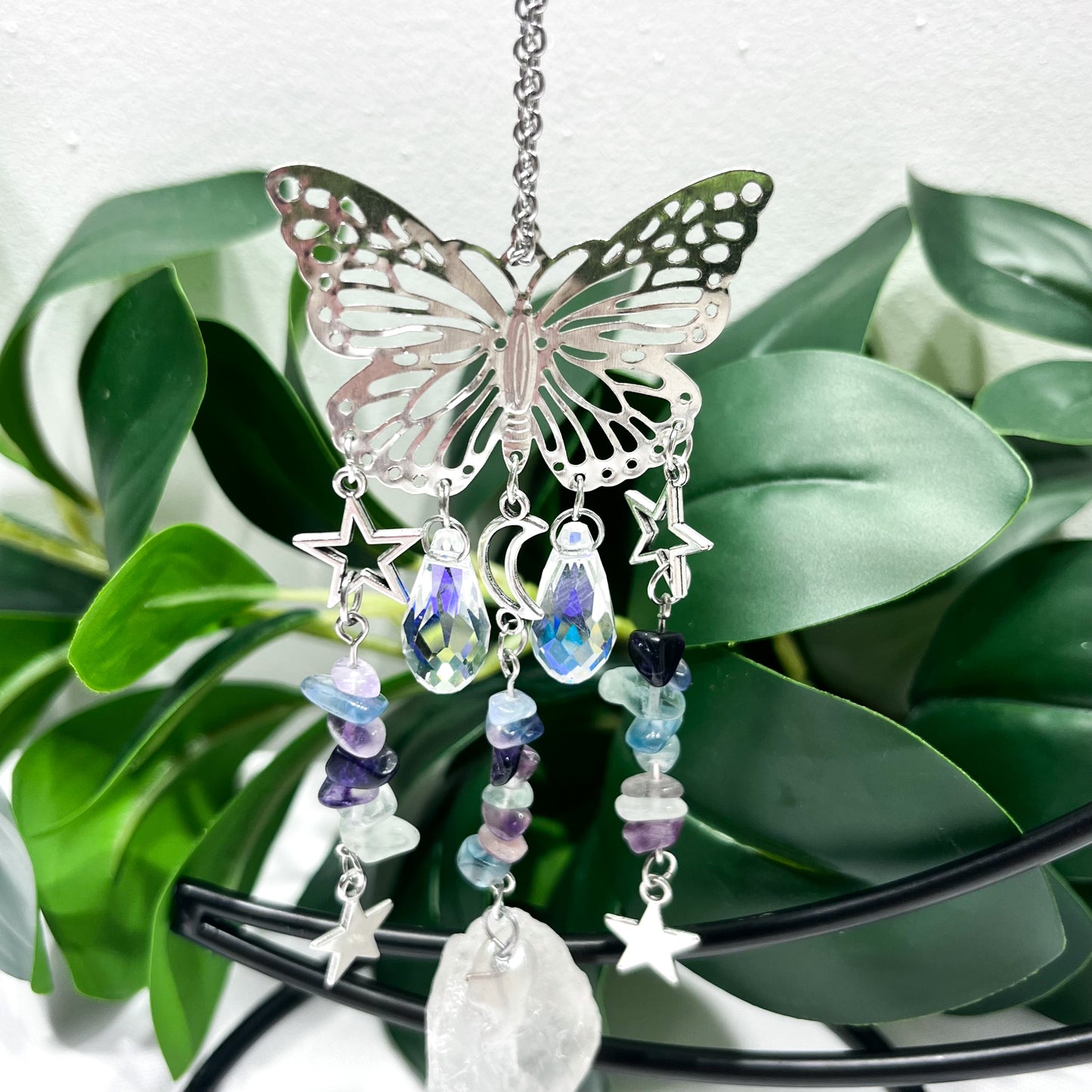 Butterfly Hanging with Fluorite Chips
