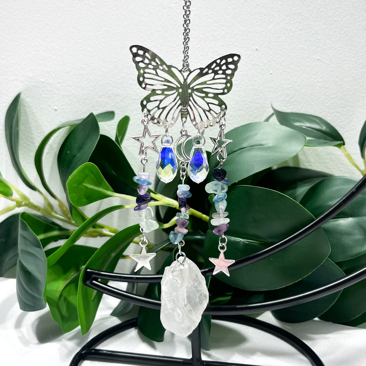 Butterfly Hanging with Fluorite Chips