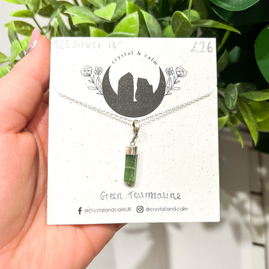 Sterling Silver Green Tourmaline Necklace #2