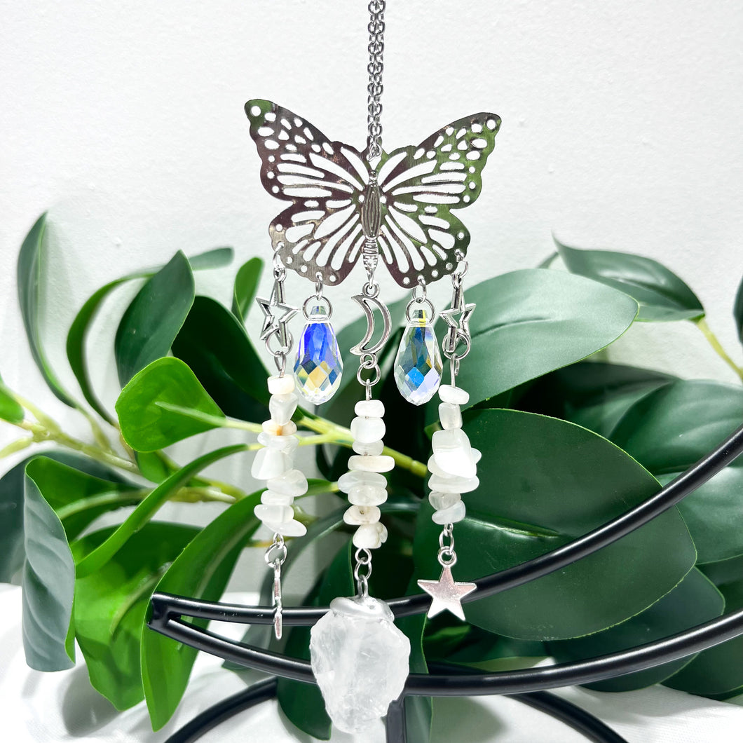 Butterfly Hanging with Moonstone Chips
