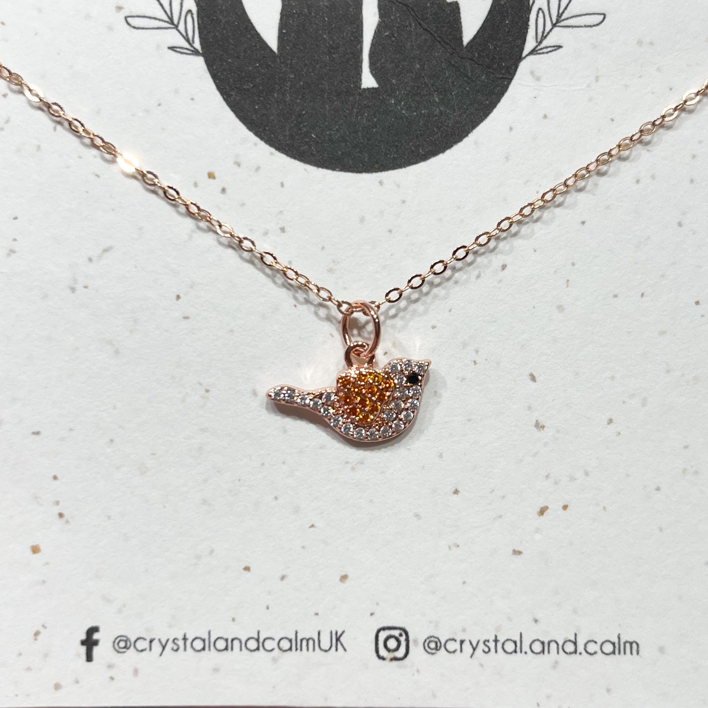 Sterling Silver Rose Gold Plated Bird Necklace